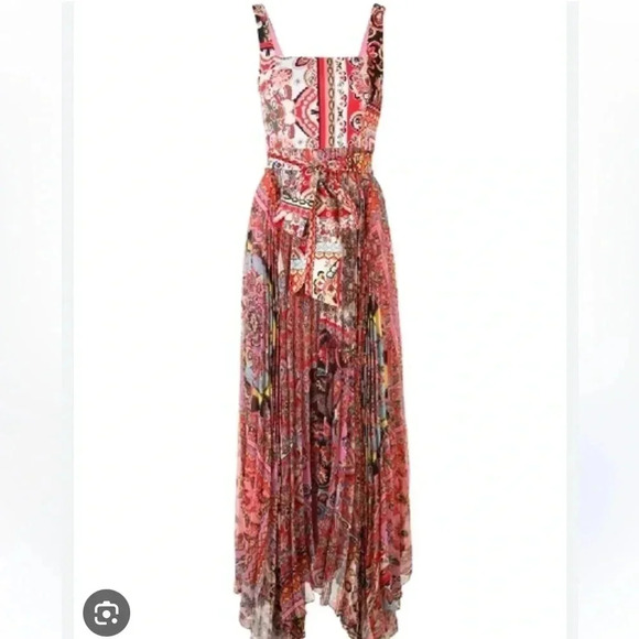 NWT Alice + Olivia Deona Paisley Pleated Maxi Dress size 14 - Picture 8 of 9